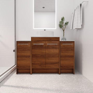 BNK 48" Freestanding Modern Bathroom Vanity With Sink Combo, Round Basin, 48 Inch