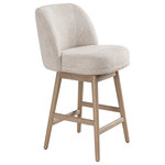 Armen Living - Sadie Solid Wood 26" Swivel Barstool, Ancient Stone Fabric, Set of 4 - The Sadie Barstool brings a refined blend of style and comfort to your kitchen island, counter, or home bar. Featuring a low-back design with a rectangular upholstered seat and sleek curves, this modern transitional barstool offers an elegant seating solution. Upholstered in durable polyester fabric, the soft fiber-wrapped foam cushioning ensures superior comfort for everyday use or entertaining guests.