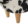 GDF Studio Bertha Milk Cow Patterned New Velvet Ottoman, Black/White Cow