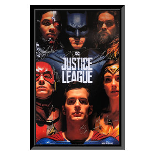 Justice League cast signed movie poster, 27x40 inches - Contemporary