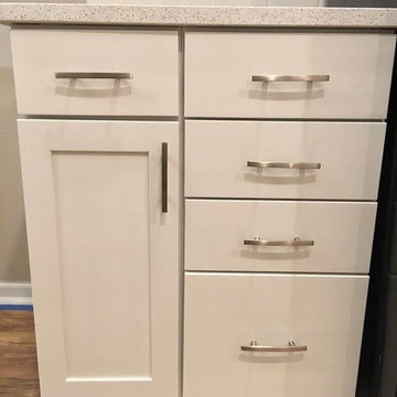 Kitchen Cabinets Refinished from Maple to White