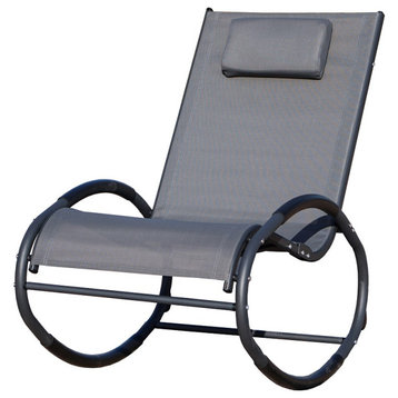 Jelly Iron Patio Swing Oval Metal Recliner Sunset Lounge Chair, Gray