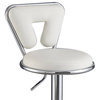 Adjustable Barstool With Round Seat and Stalk Support, Set of 2, White