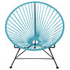 Innit Indoor/Outdoor Handmade Lounge Chair, Blue Weave, Black Frame