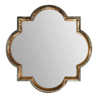 Allick Gold Square Mirrors, Set of Two