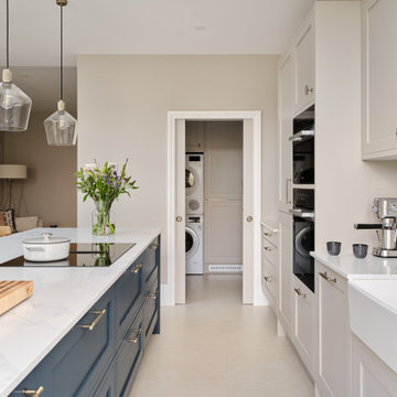 Elegant Grey Shaker kitchen with island in Aldersbrook, East London