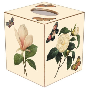 TB1-Ivory Magnolia & Peony Tissue Box Cover