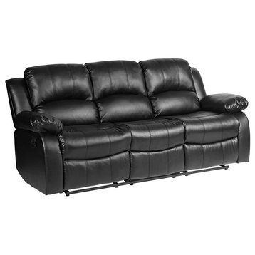 Elegant Reclining Sofa, Cushioned Back & Pillowed Arms, Great for Comfort, Brown