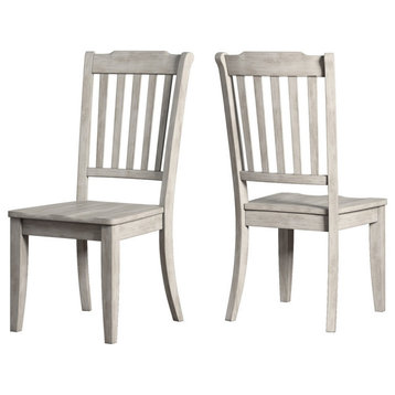 Arbor Hill Slat Back Wood Dining Chair, Set of 2, Antique White