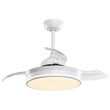 36 in Modern Ceiling Fan with Light and Remote Control in Matte White