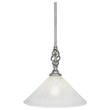 Elegante 1-Light Mini Pendant with Hang Straight Swivel, Aged Silver/Gold Ice