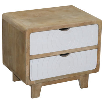 Outbound Art Deco Nightstand, Tan and White
