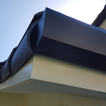 Huntington Beach California, White Fascia Wrap, Black 6 inch Angle Face Gutters