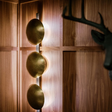 Hammered brass wall sconce
