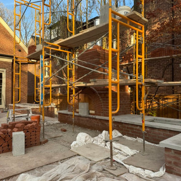 Outdoor Brick Fireplace Backyard