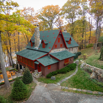 Rustic Storybook Style Quarter Log Siding Lodge