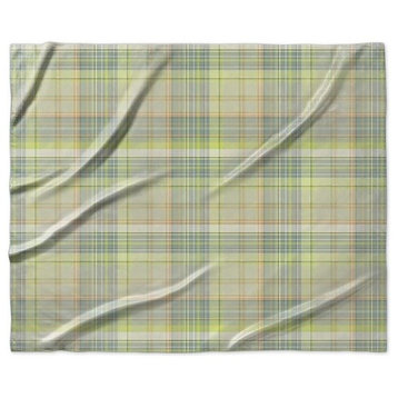 "Madras Plaid in Yellow and Green" Sherpa Blanket 60"x50"