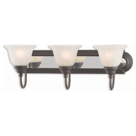 Belmont 3-Light Bath Vanity, Bronze & Chrome