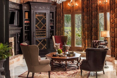 Example of a large classic marble floor wine cellar design in Houston