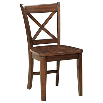 Pair of Amber Solid Wood Cross Back Dining Chair