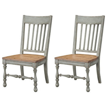 Weston Aged Blue Grey Dining Chairs, Set of 2