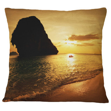 Amazing Evening Tropical Beach Seashore Throw Pillow, 16"x16"