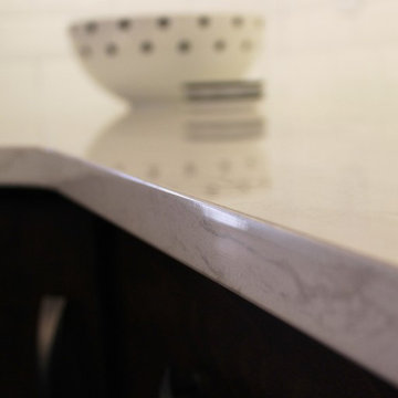 Bettendorf, IA- Kitchen in Dark Mocha Cabinetry With Painted Gray Accent Island
