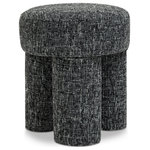 Meridian Furniture - Larson Polyester Upholstered Ottoman/Stool, Black - Transform your space with the Larson ottoman/stool. Immerse yourself in the rich two-tone polyester fabric, predominantly black with a white weave, embodying contemporary elegance. This versatile piece seamlessly integrates into any room, providing comfort and style. Whether used as a footrest or an extra seat, the Larson ottoman/stool reflects the perfect fusion of functionality and modern design, making it an impeccable choice for your home.