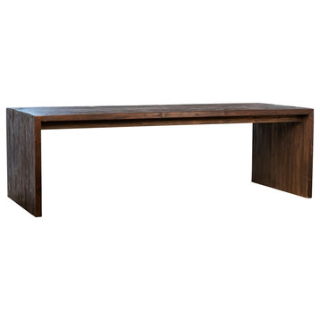Merwin Reclaimed Pine 94" Waterfall Style Dining Table, Dark Brown