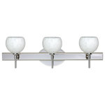 Besa Lighting - Besa Lighting 3SW-565819-CR Palla 5 - Three Light Bath Vanity - The Palla 5 features a diminutive orb-shaped glassPalla 5 Three Light  Chrome Carrera Glass *UL Approved: YES Energy Star Qualified: n/a ADA Certified: n/a  *Number of Lights: Lamp: 3-*Wattage:40w G9 Bi-pin bulb(s) *Bulb Included:Yes *Bulb Type:G9 Bi-pin *Finish Type:Chrome