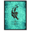 Tiger Chinese Zodiac Aqua Print on Canvas with Picture Frame, 13"x17"