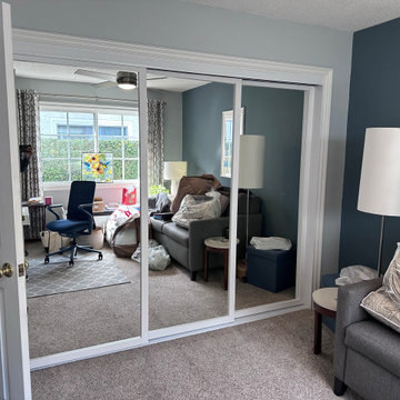 White Wood Frame Mirror Sliding Closet Doors