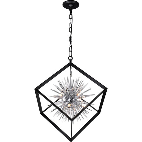 Starburst Chandelier, Chrome, Black, Small