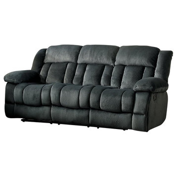 Latona Double Reclining Sofa, Charcoal Microfiber