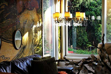 Eclectic living room photo in Orange County
