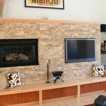 Split Face Brick Fireplace