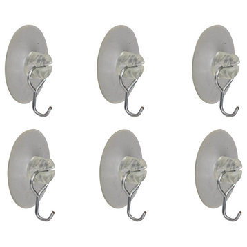 Pack of 6 Clear Suction Cups With Hook 1.25"