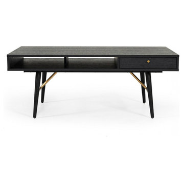 Tansy Modern Black Oak and Gold Coffee Table