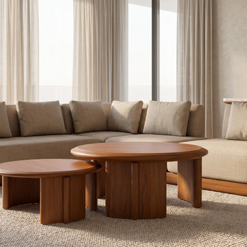Modern Luxury Living Room with Solid Wood Furniture - Teak & Mahogany