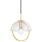 Mitzi - Mitzi H752701S-AGB Meriah 1 Light Pendant 10 Inch - Meriah cascades effortlessly like a pendant necklace, featuring layers of spherical shapes. The aged brass frame hangs within an iridescent glass shade, lending a subtle sparkle to the dome silhouette. Also available in a smaller size.