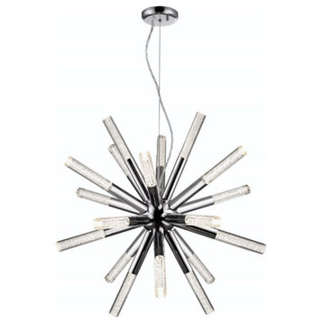 Empire 1 Light Chandelier, Chrome with Seeded Acrylic