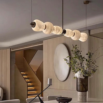 Quiet Luxury Entryway Design – Alabaster Linear Chandelier