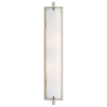 Calliope Tall Bath Light in Polished Nickel with White Glass