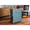 Contemporary Kitchen Cart, Garbage Cabinet & Rubberwood Top With Cup Holders