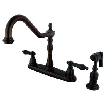 Oil Rubbed Bronze 8" Center Kitchen Faucet with Brass Sprayer KB1755ALBS