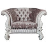 Acme Versailles Chair With 2 Pillows Ivory Fabric and Bone White Finish
