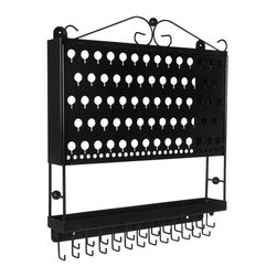 Designers Impressions - Designers Impressions JR20 Large Wall Mounted Jewelry Organizer, Flat Black - Jewelry Boxes And Organizers