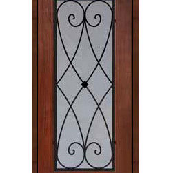 Single Door 80 Fiberglass CharlestonFull Lite Wrought Iron - Front Doors