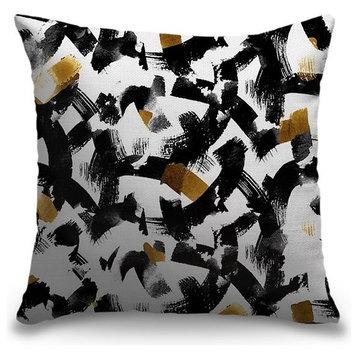 "Gold Ink Strokes" Pillow 16"x16"