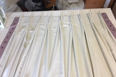 Linen draperies, lined, and with Custom Edging and Pinch Pleats